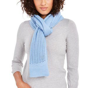 DKNY : Blue Open-Knit Blocked Scarf